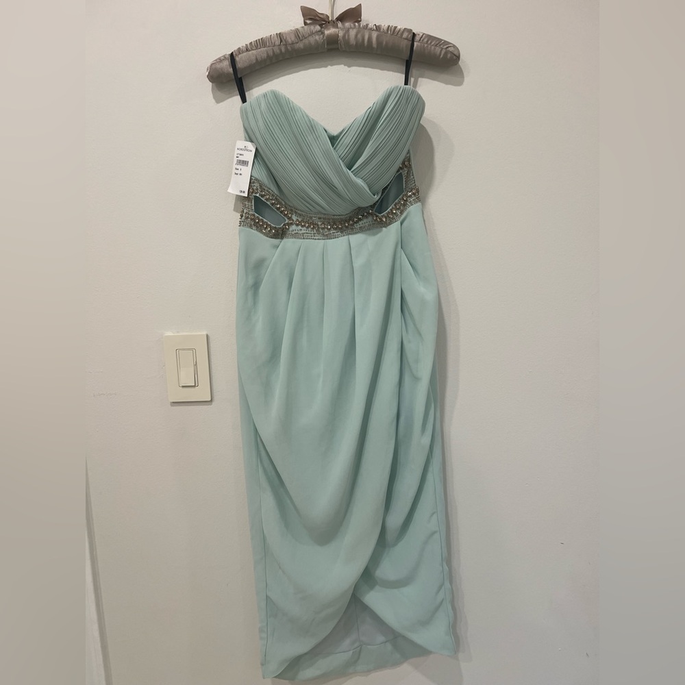 Tfnc London strapless mint wrap midi dress size S